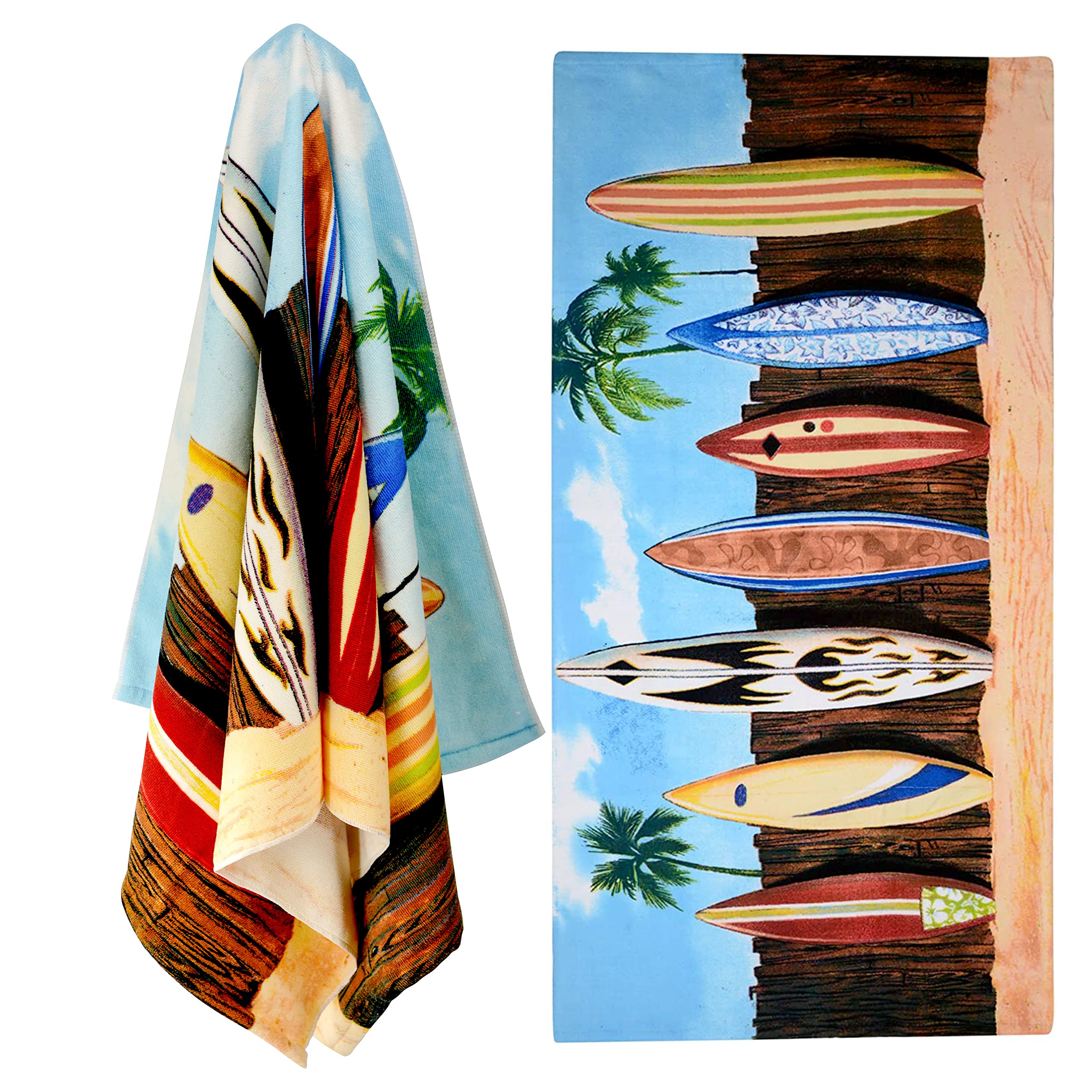 Geezy, Large Microfiber Beach Bath Towel Lightweight Sports Travel Gym Summer Towels Surfboards