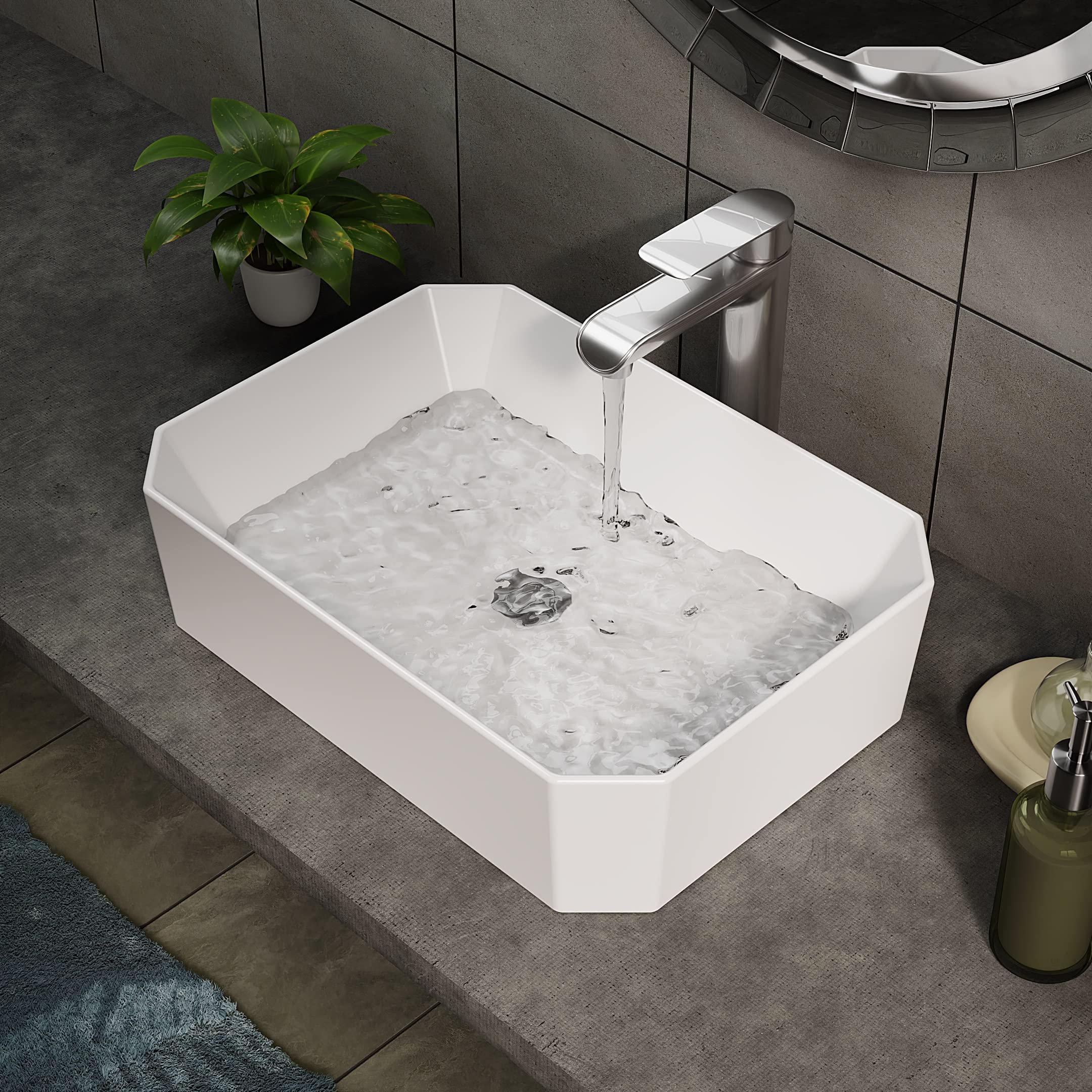 Home Supplies Ceramic Bathroom Sink White Countertop Wash Basin Bathroom Vessel Classic Cloakroom | 13x50x36cm (HxWxD)
