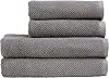 Christy Brixton Bath Towel Set | 2 Bath Towels 2 Hand Towels | Invigorating Textured Finish | Super Absorbent | 4 Piece Bathroom Towel Set | Titanium Grey