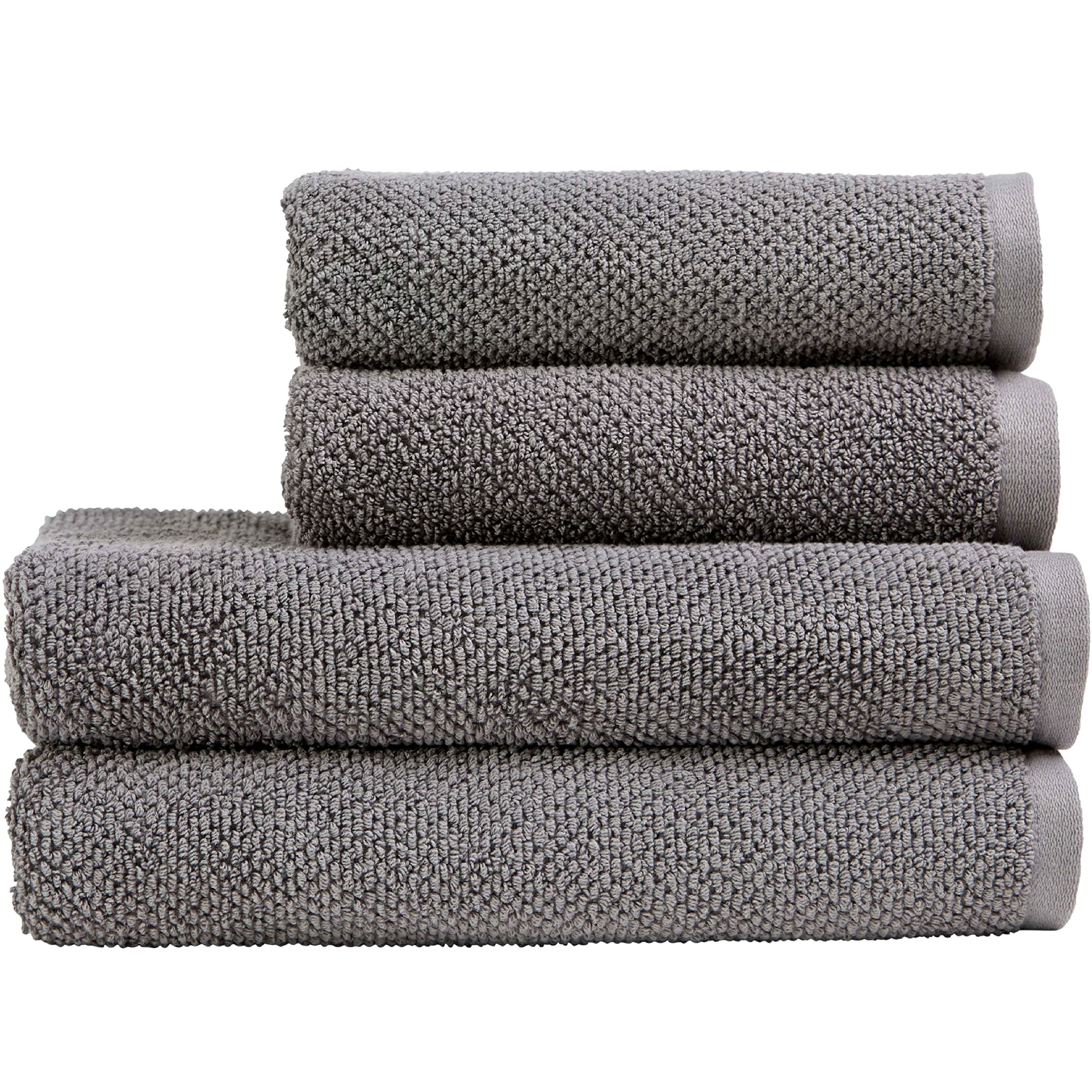 Christy Brixton Bath Towel Set | 2 Bath Towels 2 Hand Towels | Invigorating Textured Finish | Super Absorbent | 4 Piece Bathroom Towel Set | Titanium Grey — image 1