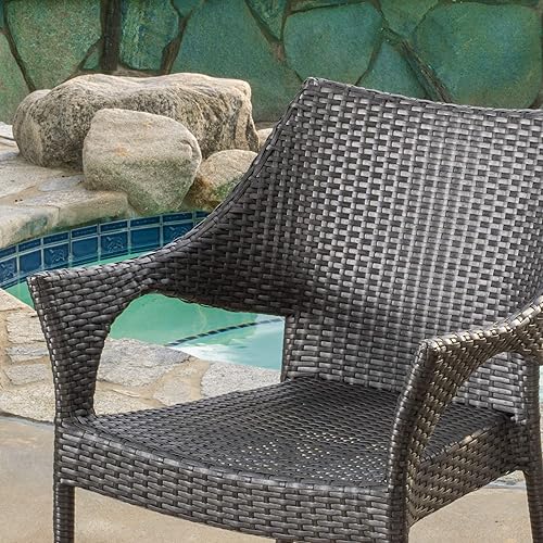 Miniatura 6 de Christopher Knight Home Cliff - Sillas de mimbre para exteriores, juego de 2 piezas, color gris