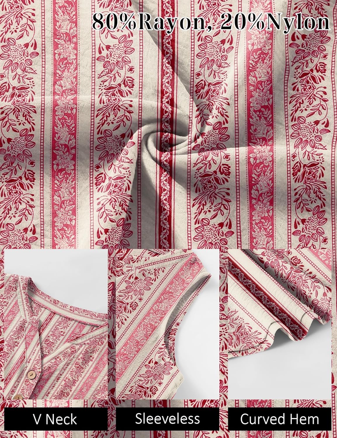 Micoson Tank Tops for Women 2026 Summer Casual V Neck Sleeveless Tops Loose Flowy Button Down Boho Tshirt - Image 5