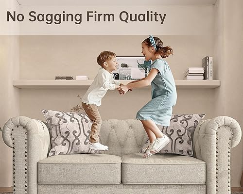 Miniatura 3 de Morden Fort Juego de Sofá Clásico Chesterfield de 82'', Sofá Capitoné para Juego de Sofás con Patas de Madera Maciza, Cojín Grueso, Sofás de Asiento