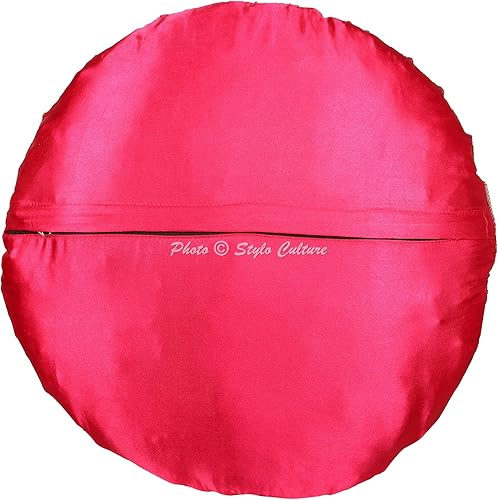 Miniatura 3 de Cojín étnico para el suelo, redondo, plisado, jacquard, funda de almohada rosa, 17 x 17 pulgadas, decoración decorativa bohemia, asiento de Tuffet,