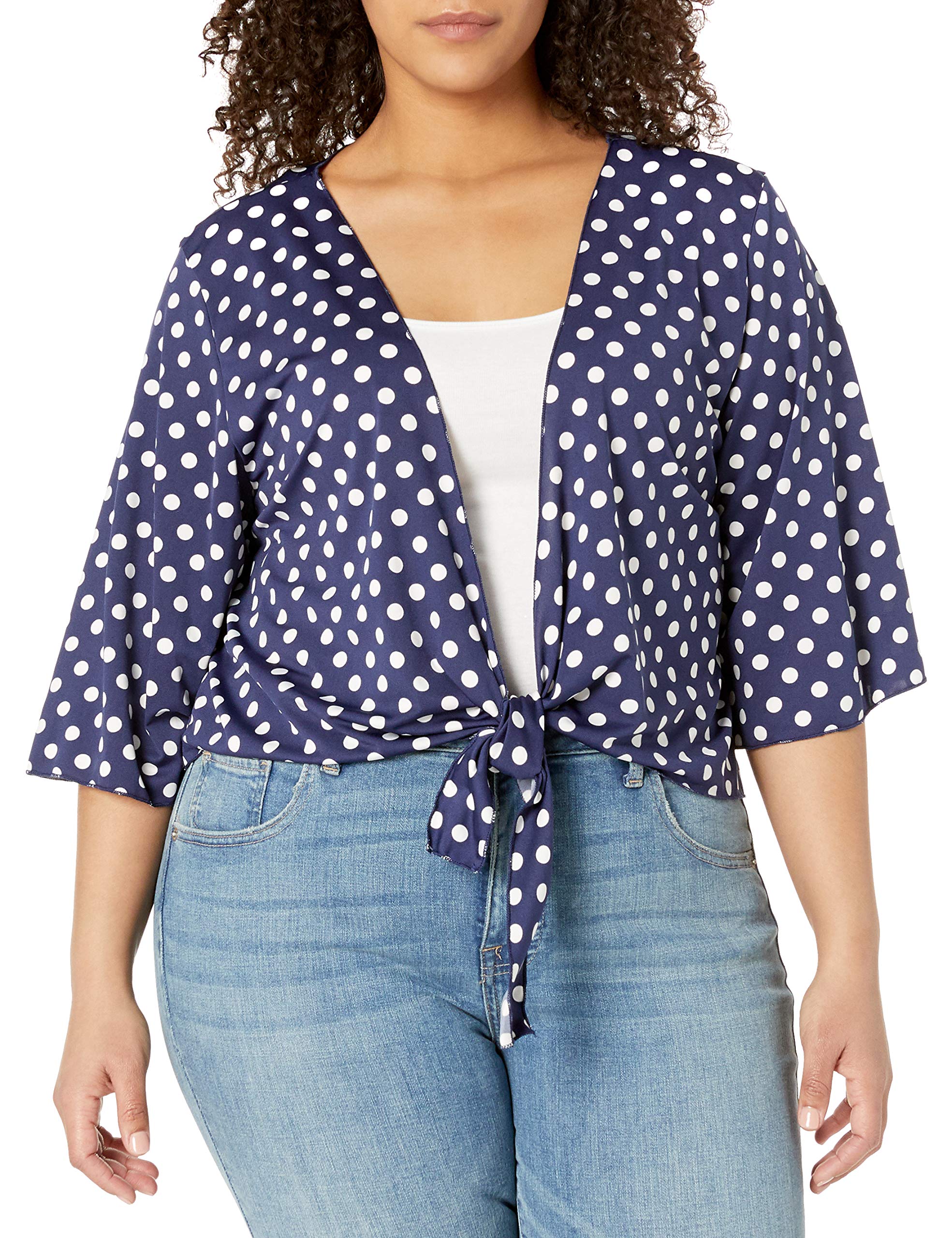 Star Vixen Womens 3/4 Sleeve Tiefront ShrugShrug Sweater