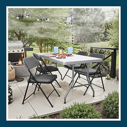 Miniatura 2 de OEF Furnishings Silla plegable de plástico ligero  carbón, capacidad de 500 libras, marco de acero fuerte, apilable, cómodo asiento y respaldo de