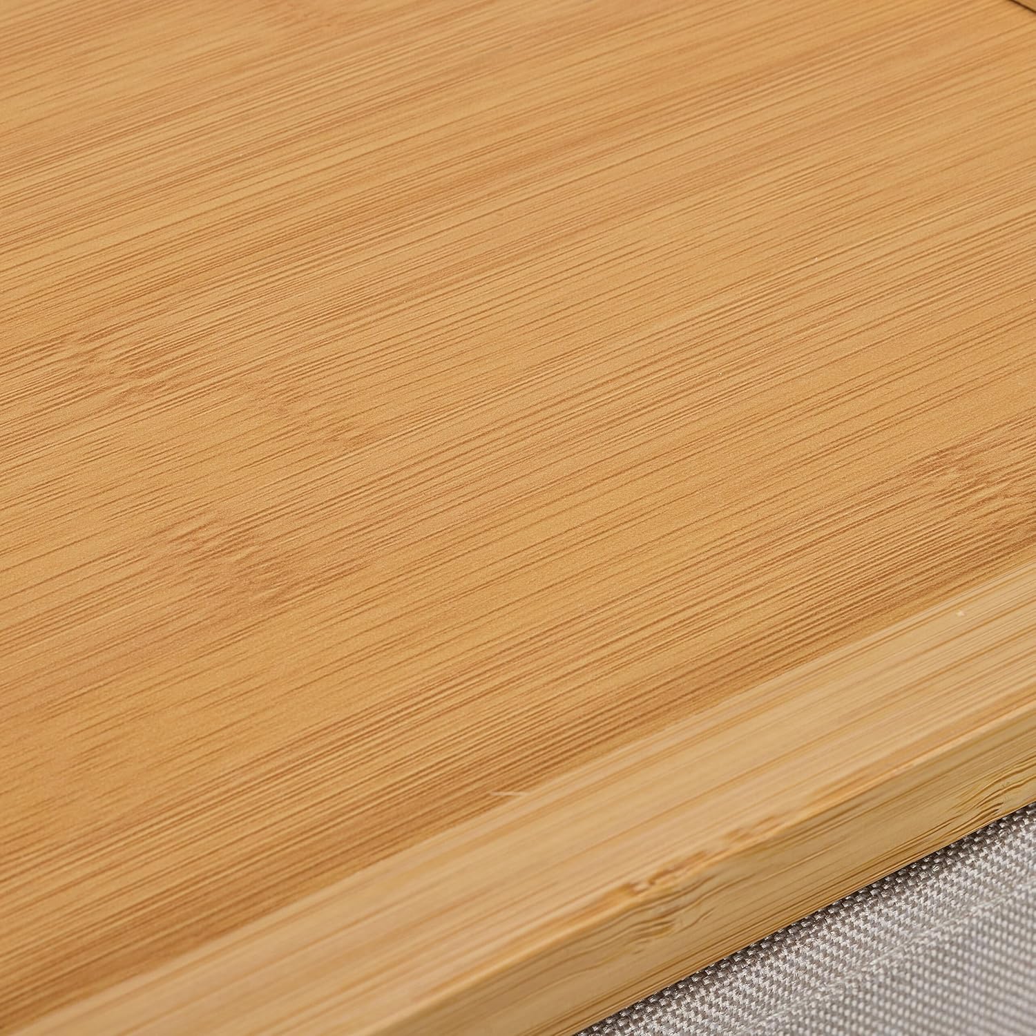 Close-up of the natural bamboo frame texture