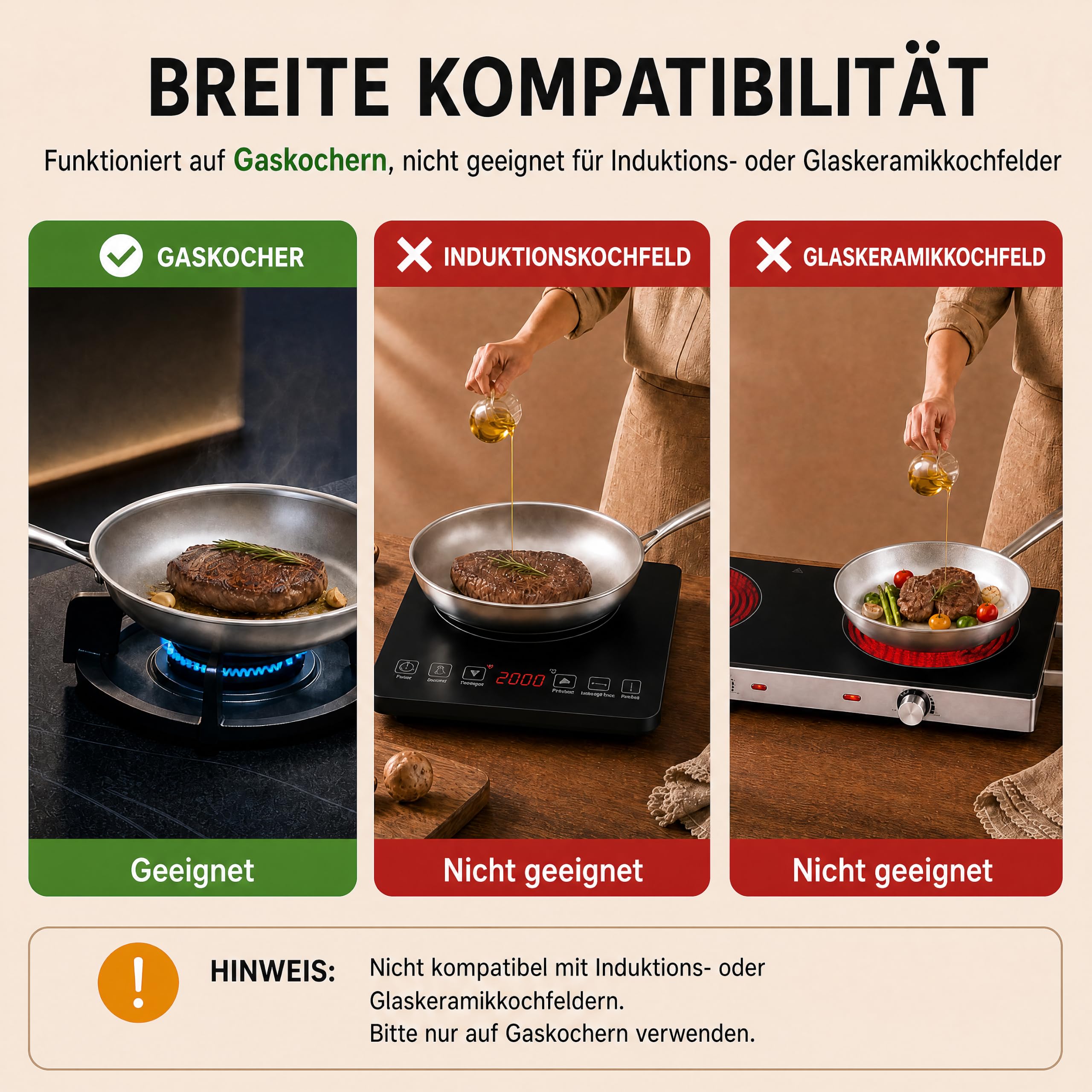 SSGP Titan-Bratpfanne, 28cm, 3-Schicht,PFOA-frei nur für den Herd geeignet