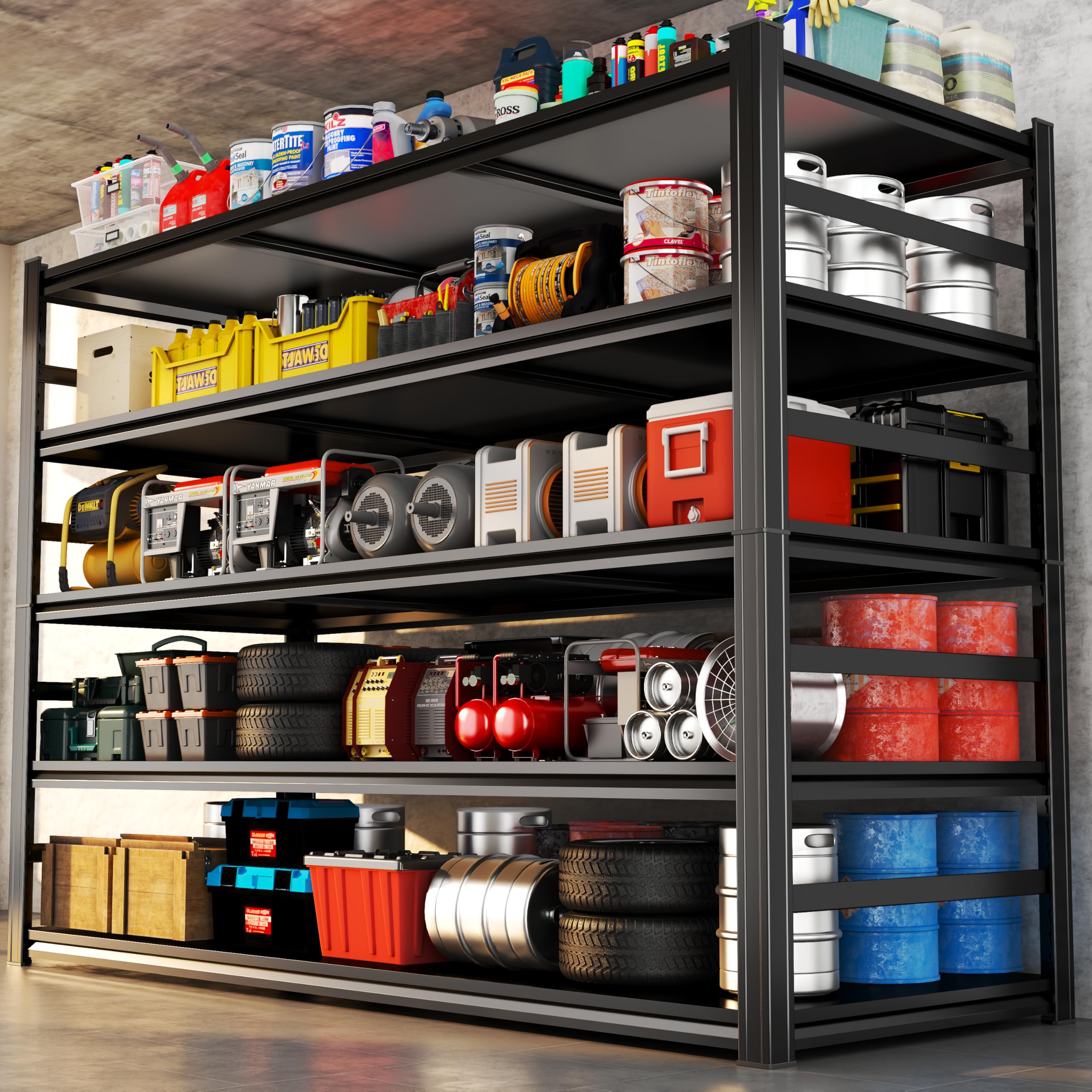 Heavy Duty Garage Shelving Unit, 5-Tier Adjustable Metal Storage Shelves, 3000LBS Load Capacity Shelf for Garage &amp; Basement, Tool Organization, High - Capacity Storage Solution, 48" W, Black