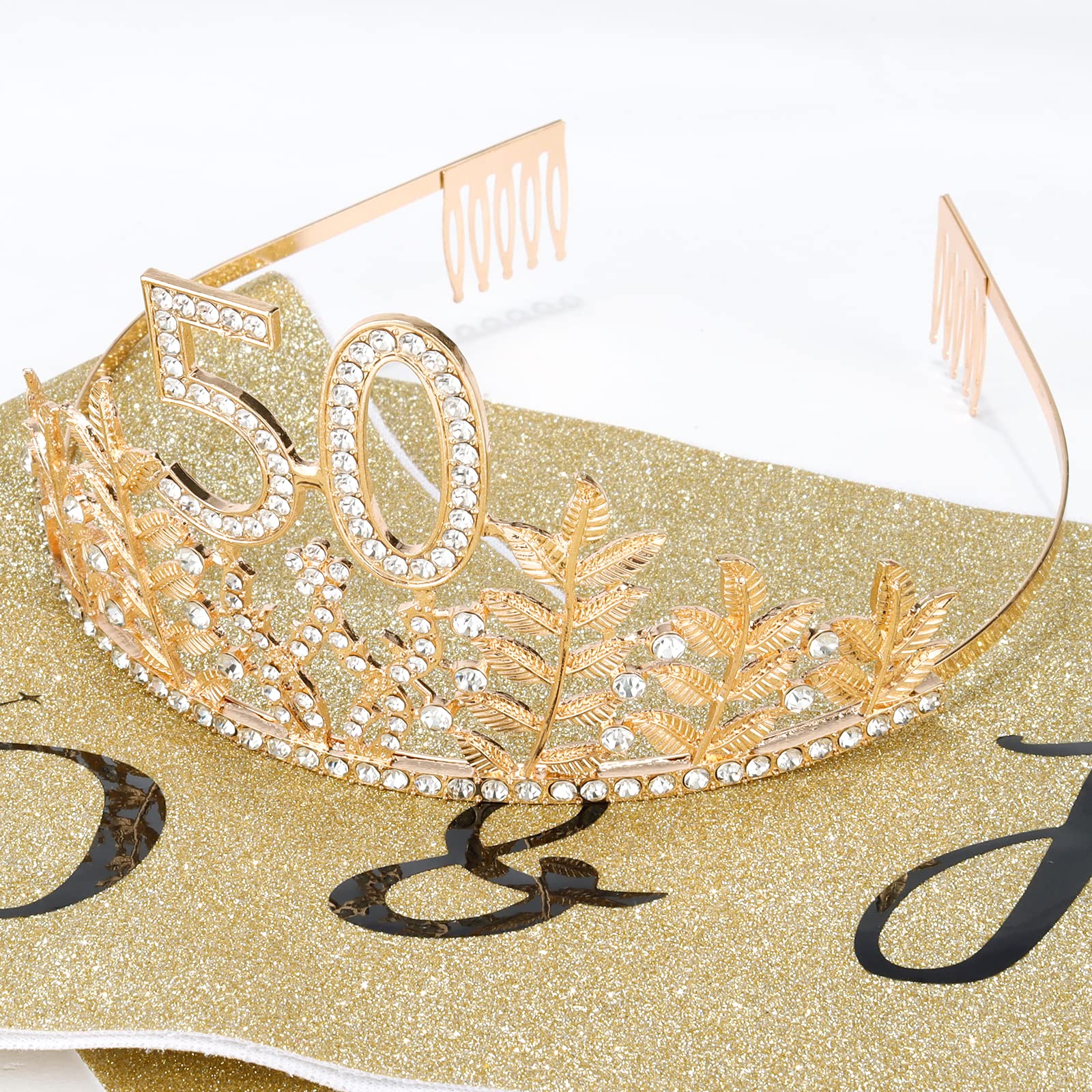 Accessoire Fête Anniversaire Couronne Et Écharpe Pour 50 Ans Femme