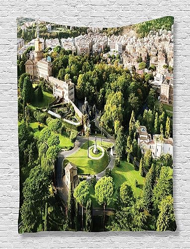 Miniatura 89 de Ambesonne Tapiz hawaiano, Costa Na Pali en la isla de Kauai en Hawái, día soleado, horizonte de montaña, colgante de pared para dormitorio, sala