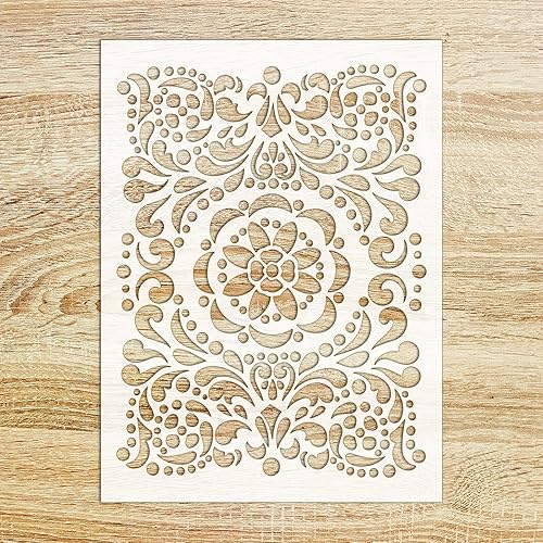 Plantilla decorativa de flonz (12 x 16 pulgadas), diseño de flores detalladas, para pintura de pared, álbumes de recortes y decoración