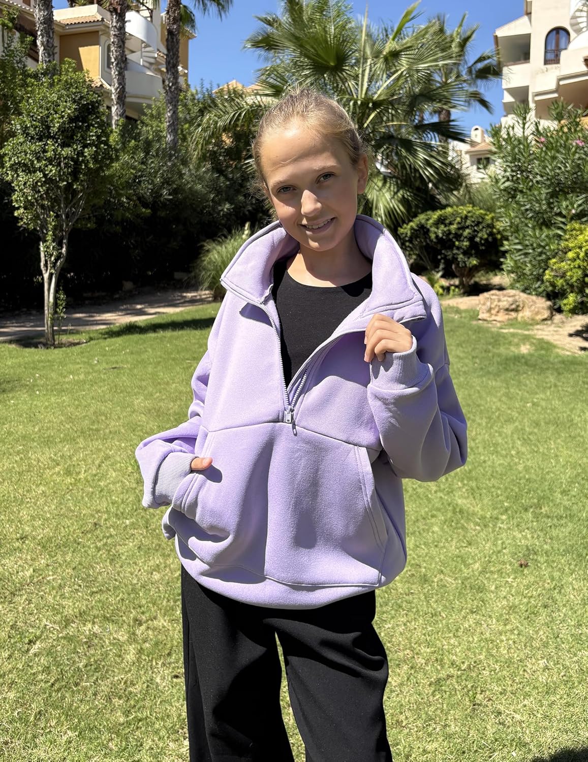 Arshiner Girls Half Zip Sweatshirt with Drawstring Hem Fleece Quarter Zip Pullover Sweatshirts Fall Clothes for Teen Girl - Image 5