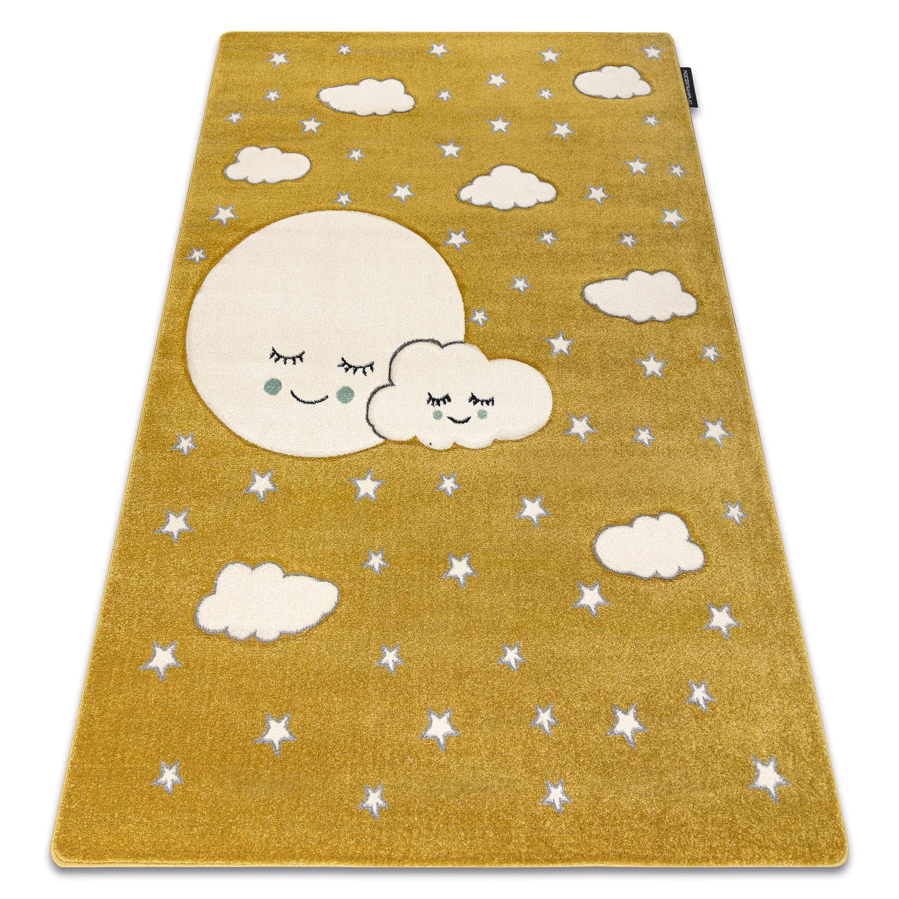 Dywan dziecięcy Petit Moon gwiazdy, chmury złoty 140x190 cm