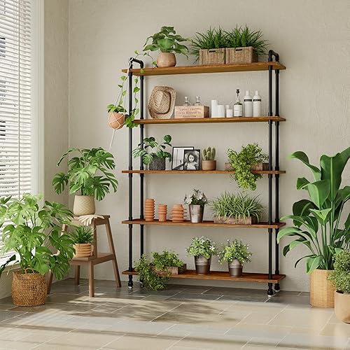 Miniatura 33 de Estantería industrial, estantería de tubo de 3 niveles, estante industrial para tuberías - marrón envejecido, 29.5 pulgadas de largo x 11.8 pulgadas