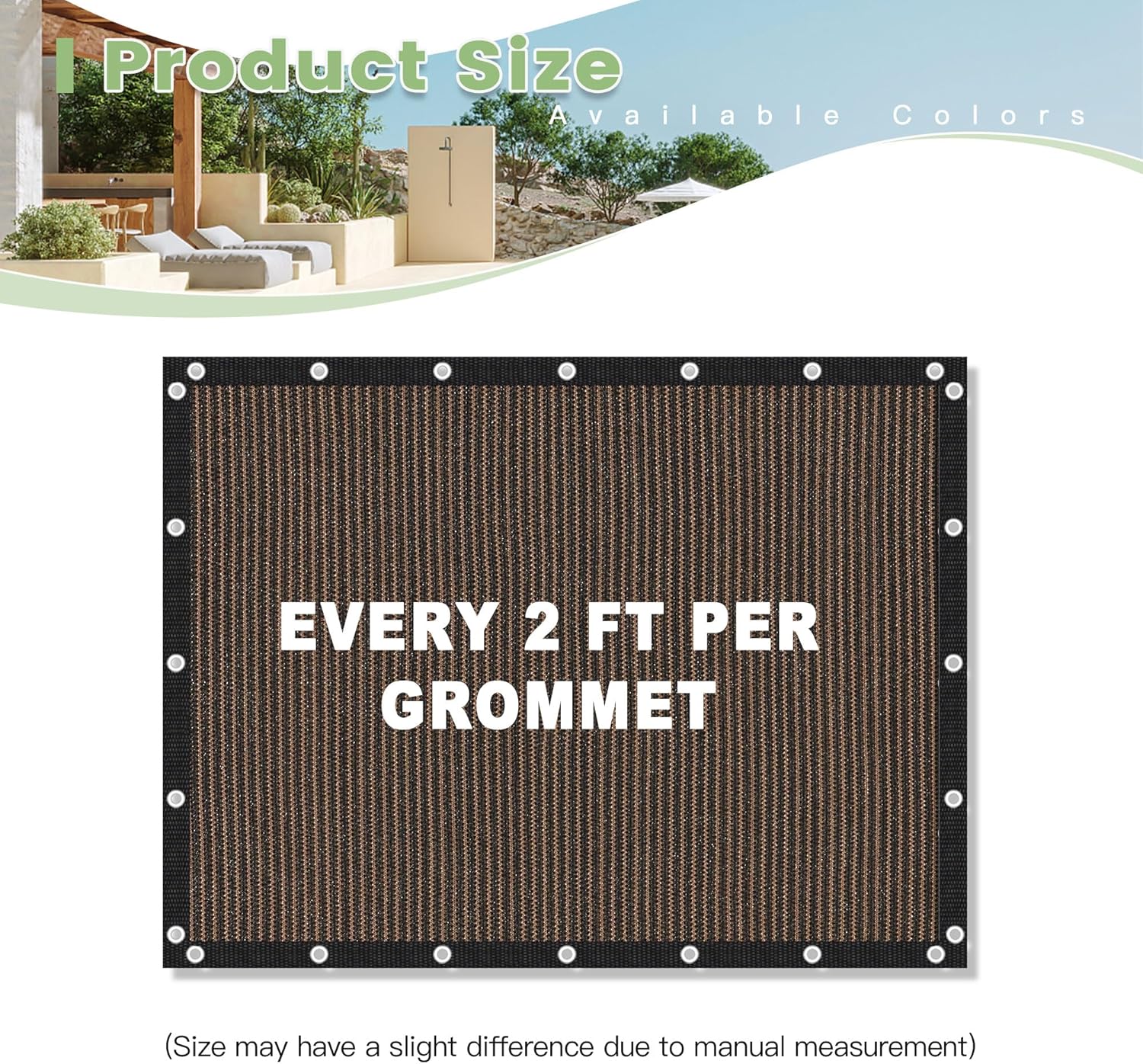 90% Shade Cloth 5×10 FT with Grommets, Outdoor Sun Shade Cloth UV Block Shade Fabric for Patio, Backyards, Carport, Garden, Mocha