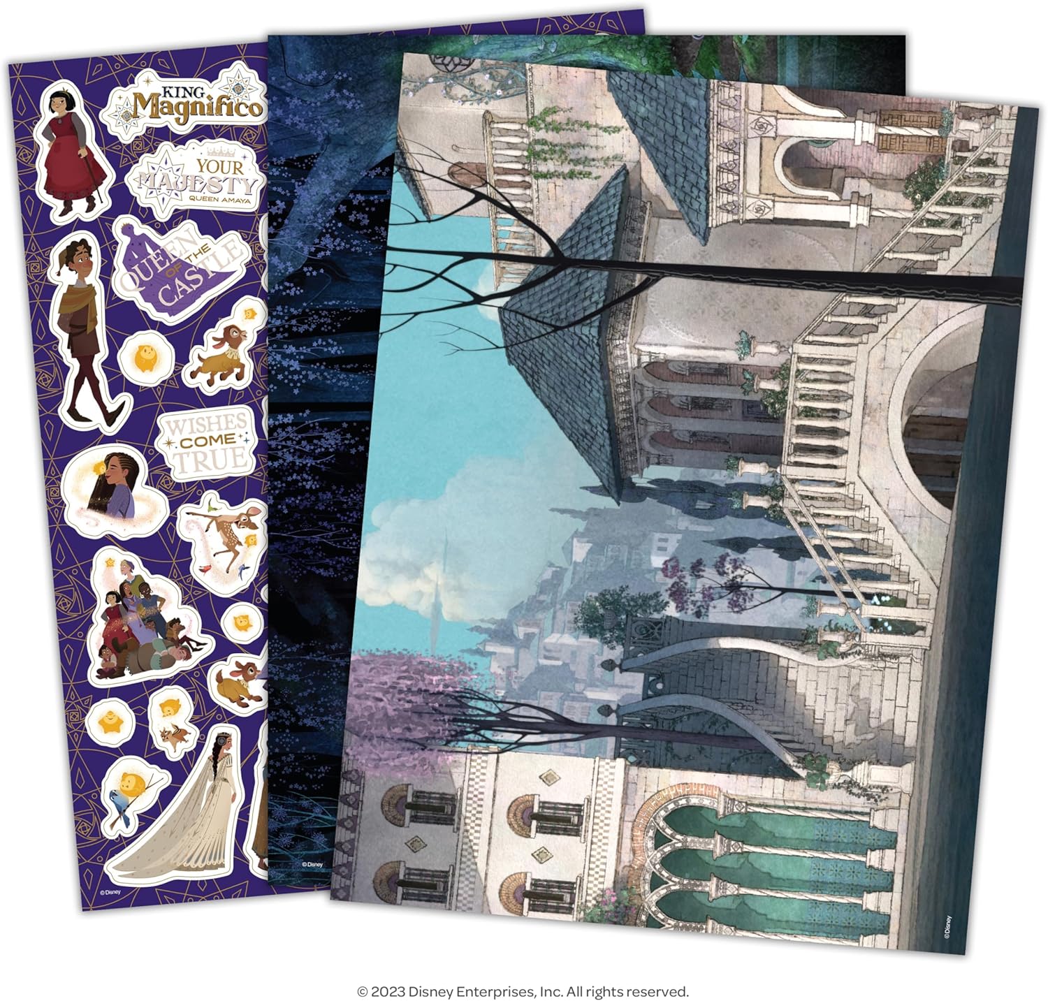 Disney Wish Create A Scene Sticker Book with 4 Play Scenes to Decorate, 6-pages of Coloring, and 5 Sheets of Stickers, Over 1200 Stickers, Disney's 100th Anniversary, Bendon 58723