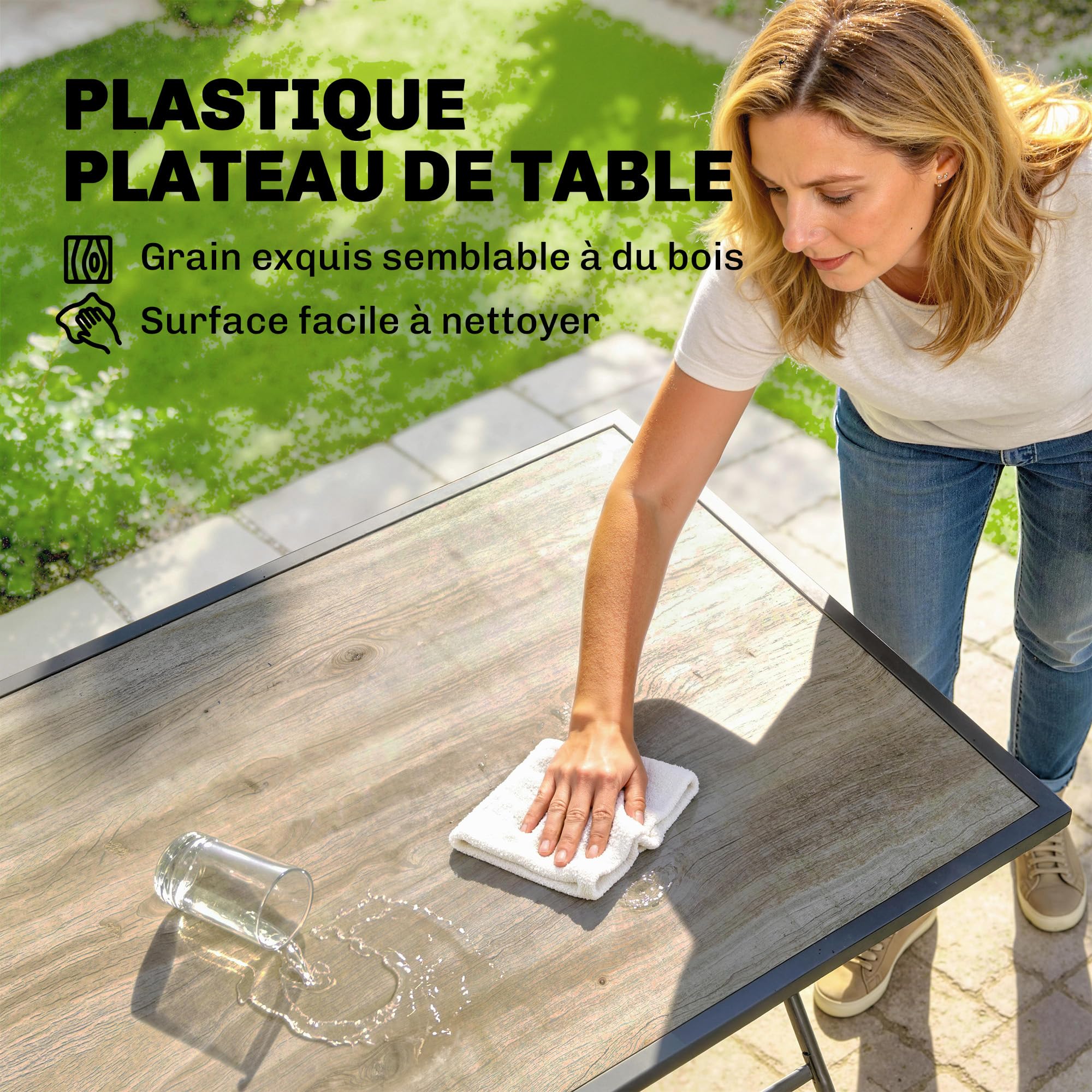 Outsunny Ensemble de Salle à Manger de Jardin 5 Pièces, Table et Chaises Pliantes, Mobilier d'Extérieur avec Sièges en Textilène, Gris