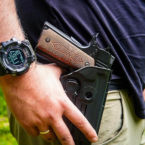 Miniatura 2 de URAY 1911 - Empuñaduras de tamaño completo, CNCbandera estadounidense híbrida hecha a mano y empuñaduras de pistola Christian Cross, accesorios de