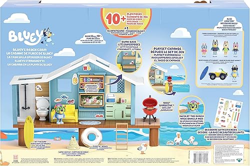 Miniatura 3 de Bluey Juego de cabaña de playa, 10 pulgadas, juego personalizable para niños pequeños con 10 piezas de juego y figura con gafas de 2.5 pulgadas