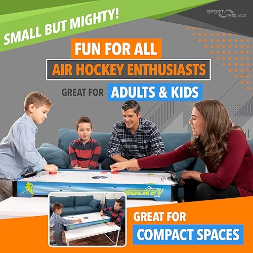 Miniatura 4 de Sport Squad HX40 40 inch Table Top Air Hockey Table for Kids and Adults - Electric Motor Fan - Includes 2 Pushers and 2 Air Hockey Pucks - Great for