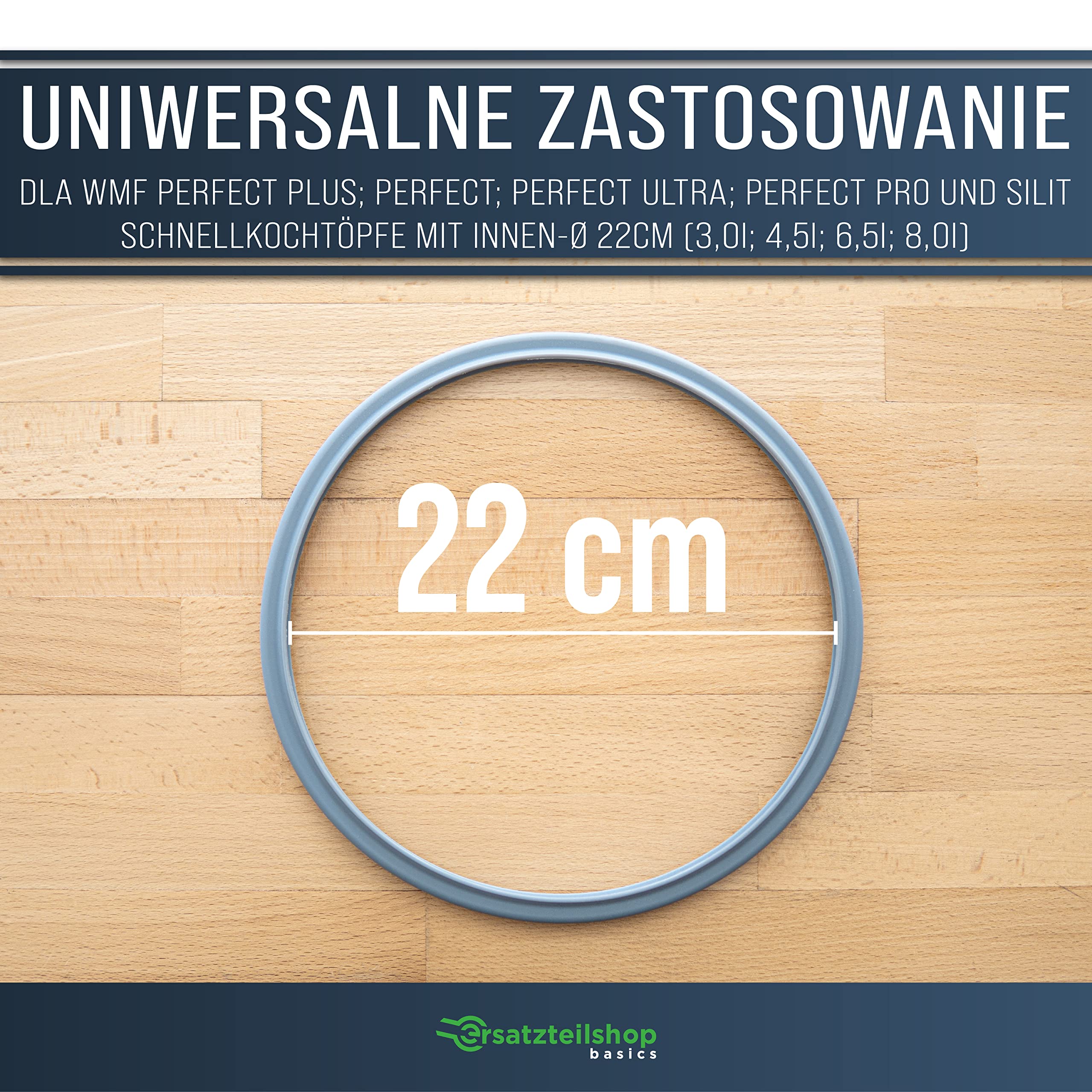 ersatzteilshop basics Część zamienna pierścień uszczelniający do szybkowaru Silit i WMF pierścień uszczelniający 3 l 4,5 l 6,5 l 8,5 l silikon (średnica wewnętrzna 22 cm)