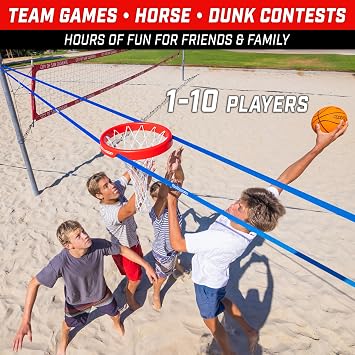 GoSports Slack Hoop Portable Basketball Game for Kids & Teens - Adjustable Height Outdoor Lawn, Beach, Yard Game - Basketball Without a Court