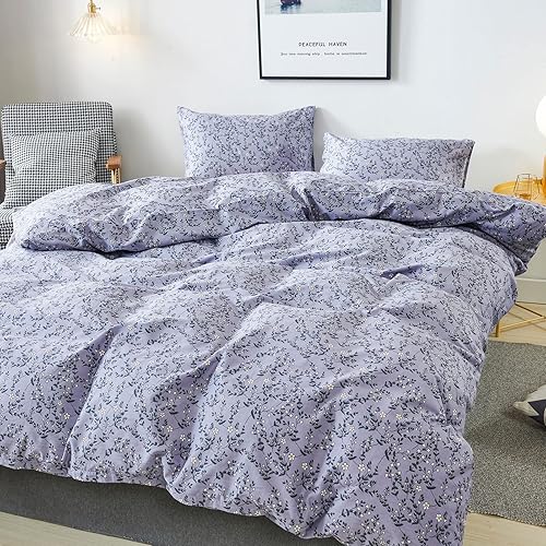 Miniatura 314 de HoneiLife - Juego de funda de edredón floral 100% algodón, 3 piezas, botánica, ropa de cama con cierre de cremallera y lazos en las esquinas