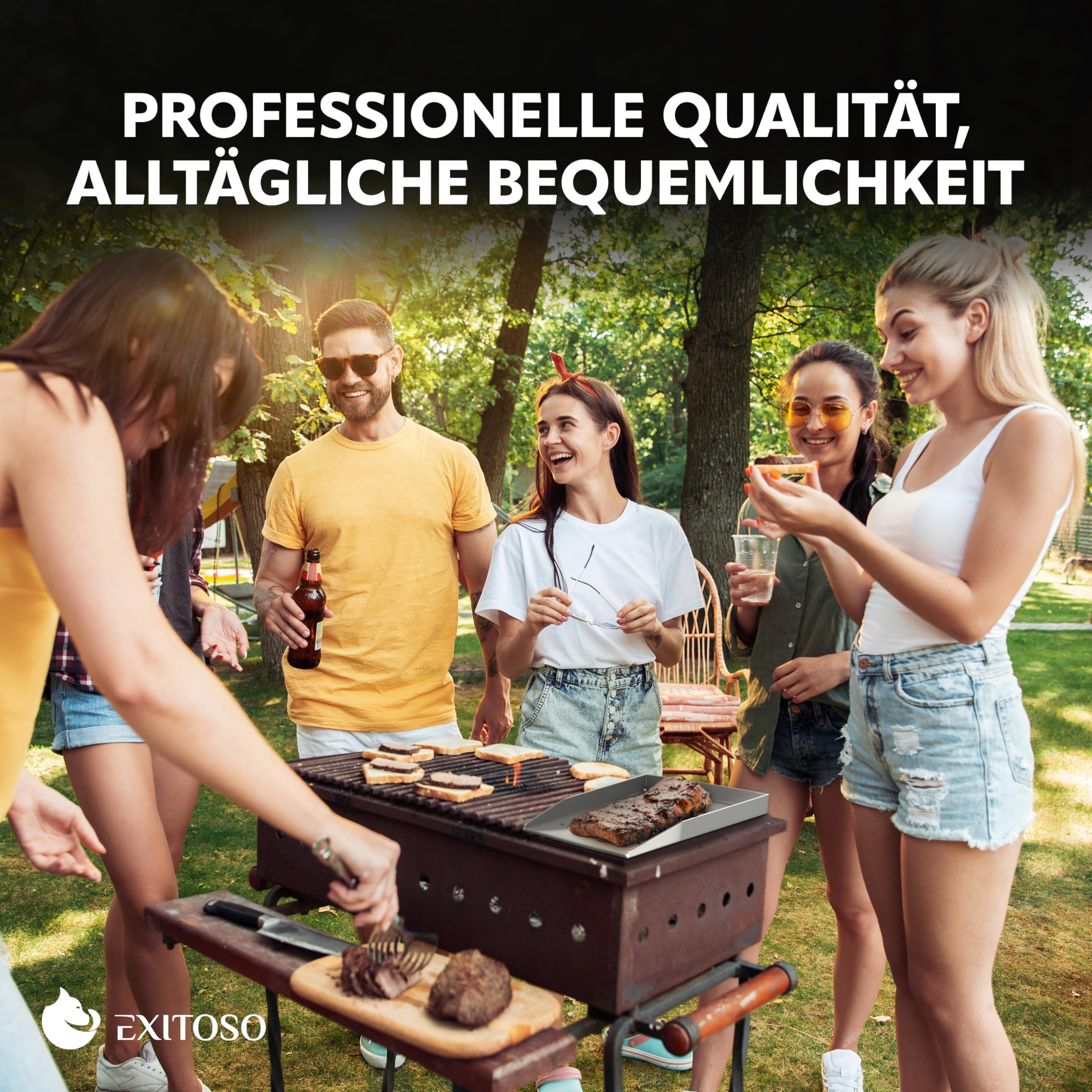 Exitoso Grillplatte 30x40cm | Plancha Mit Grillspachtel | Gasgrill Aus Dickem & Rostfreiem Edelstahl | 4mm Dicke | Universalgröße, Silber