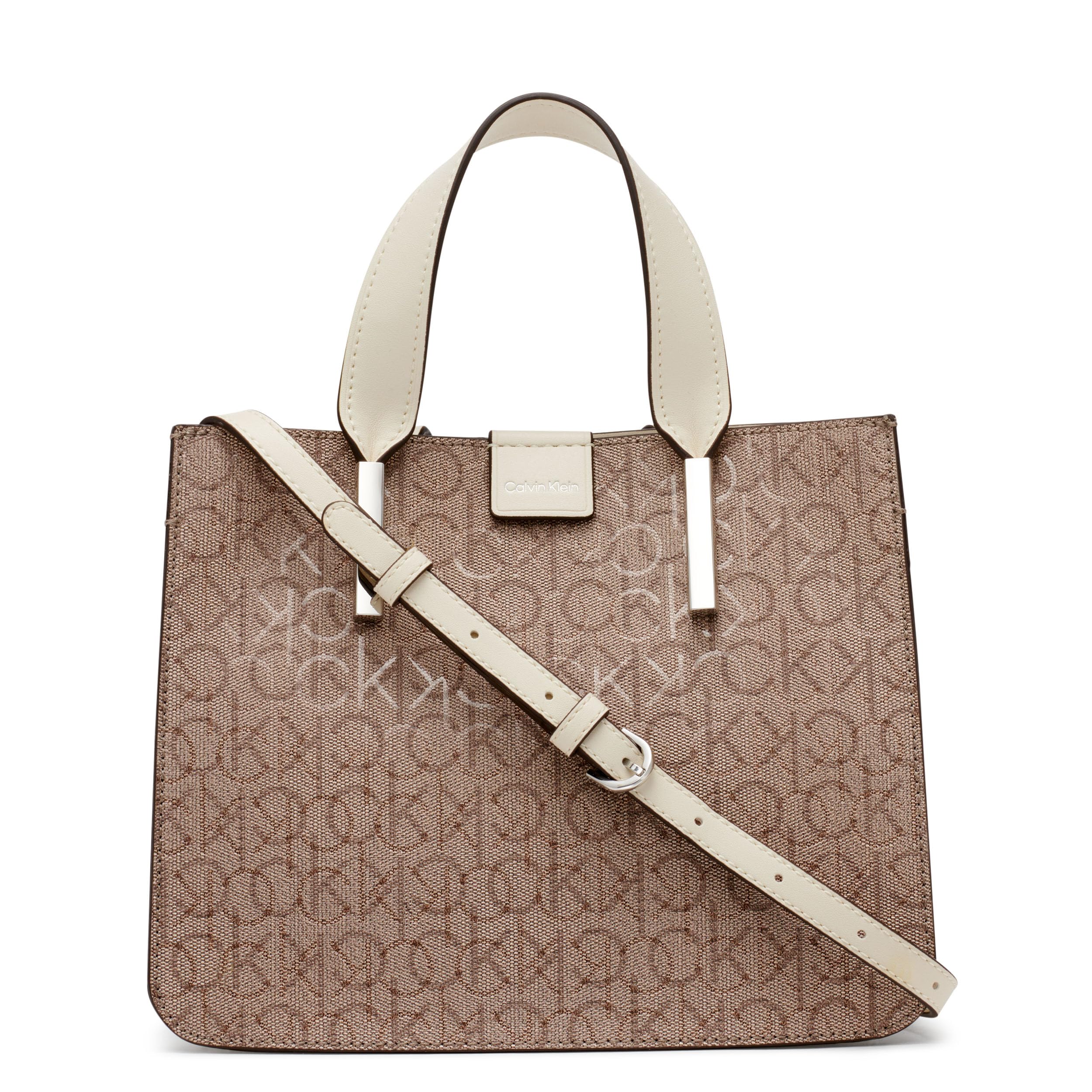 Calvin Klein Audrey Mini Bag Crossbody Almond/Taupe/White Embossed