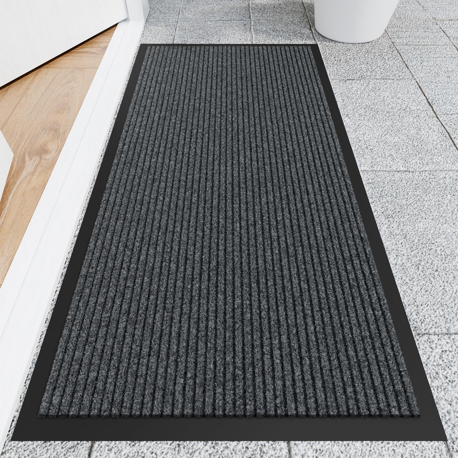 Naturei Front Door Mat, 2' x 4' Heavy Duty Indoor Outdoor Door Mat for Entryway, Commercial Door Mats Entrance, Low Profile Welcome Mats Non-Slip, Durable Rubber Backing Entry Mat for Patio, Home