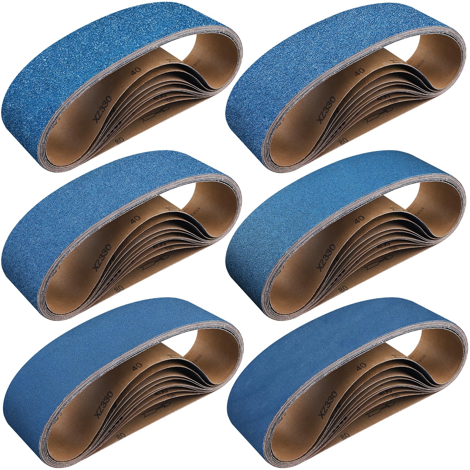 Shineboc 10-Piece 4 x 24 Inch 40-400 Grit Zirconia Sanding Belts, Heavy Duty Long-lasting Sanding Bands for Belt Sander, Rust Paint Removal, Wood