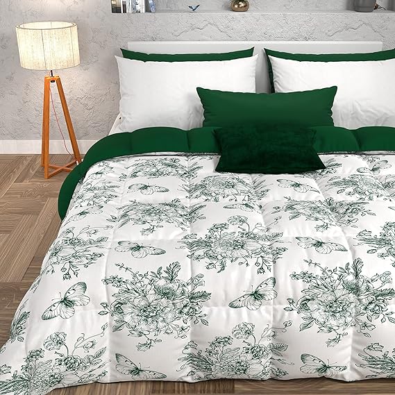 Couvre-lit D'été Léger En Microfibre PETTI Artigiani Italiani – 220x250 Cm, Floral, Doux Et Respirant – 100% Fabriqué En Italie