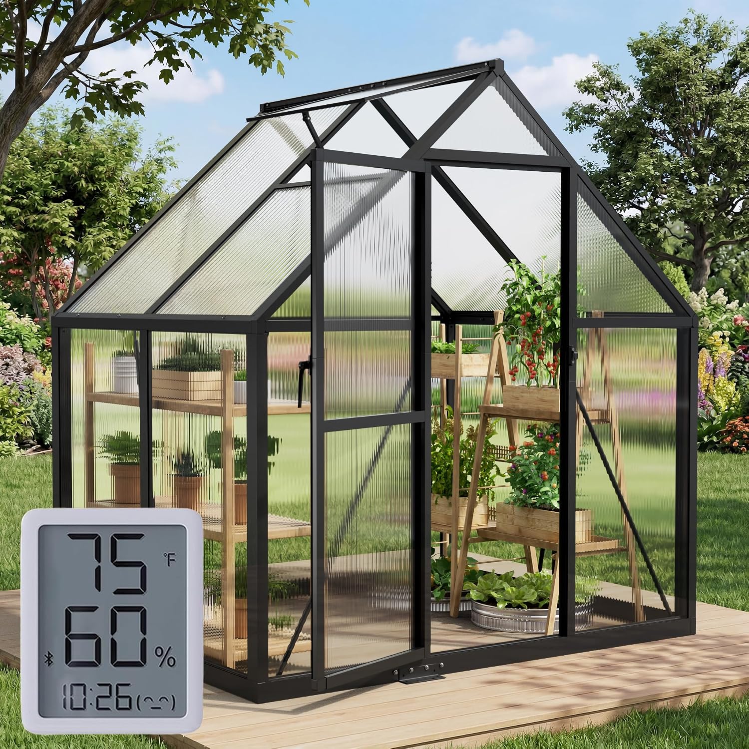 6x4FT Greenhouse with Hygrometer