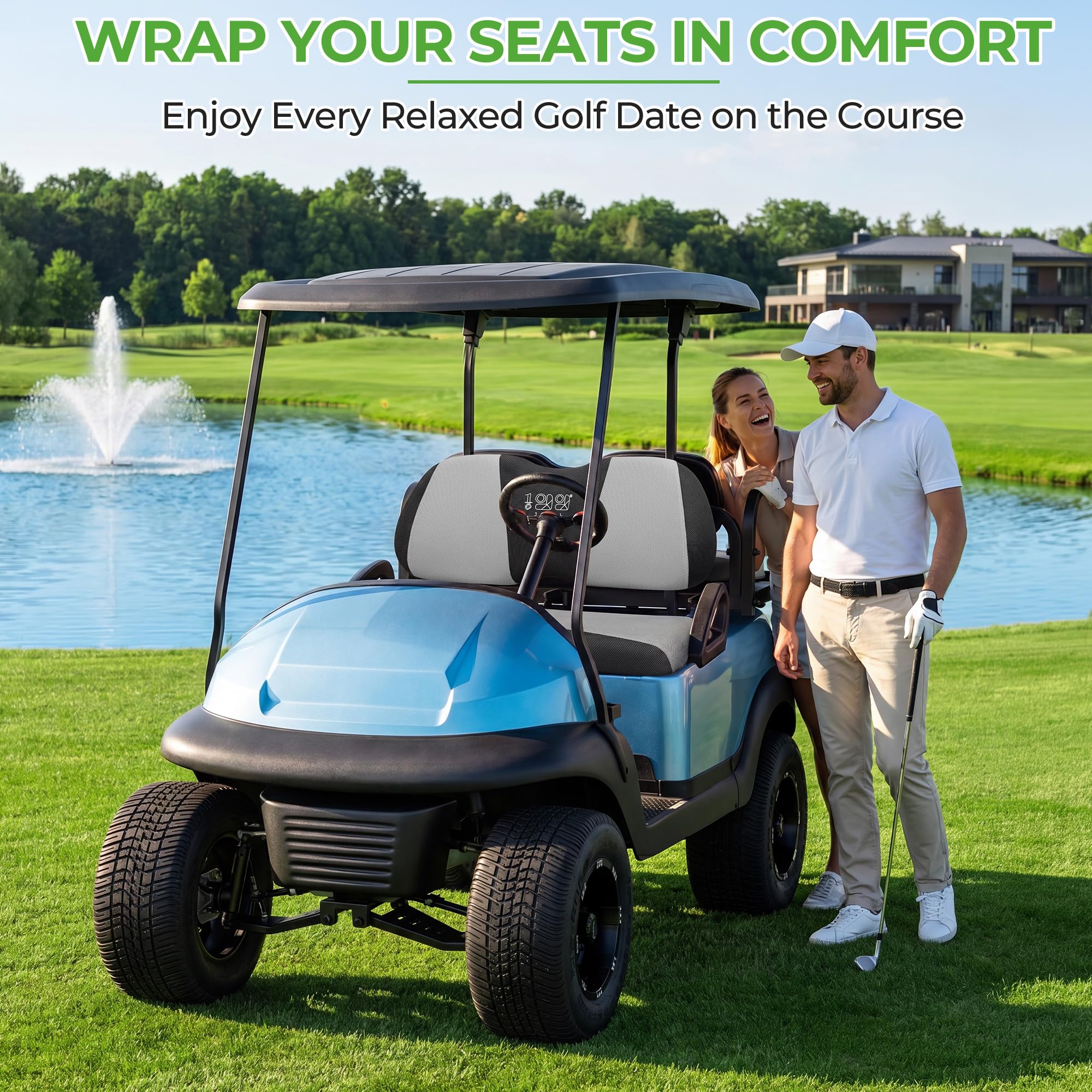 10L0L Housses de siège universelles pour voiturette de golf - Matériau durable et respirant - S'adapte comme un gant pour voiture de club précédente et Yamaha, facile à installer