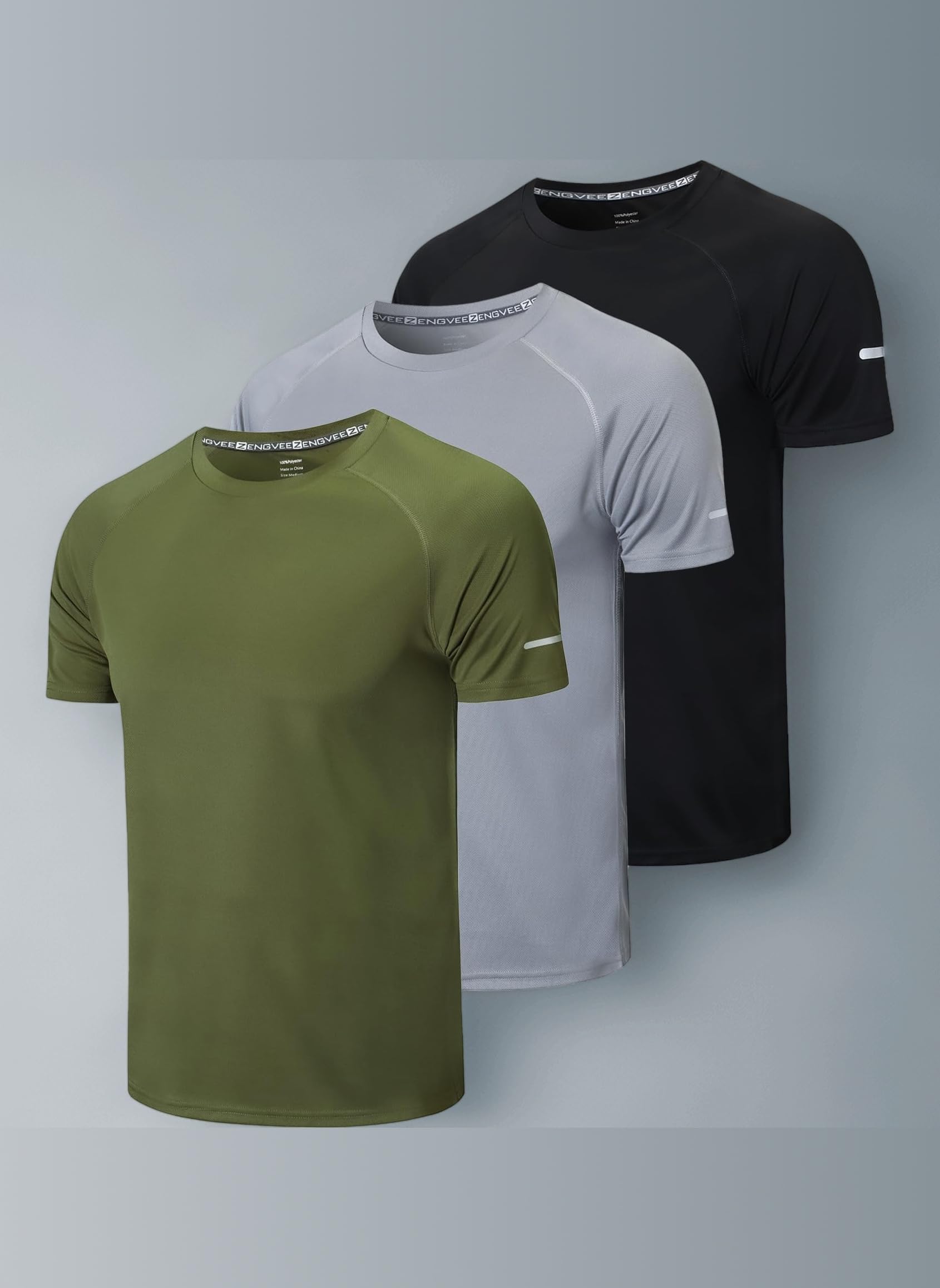 1/3 Pack Mens T-Shirts Quick Dry Short Sleeve Tops Adult Moisture Wicking Active Athletic Running Work Shirts