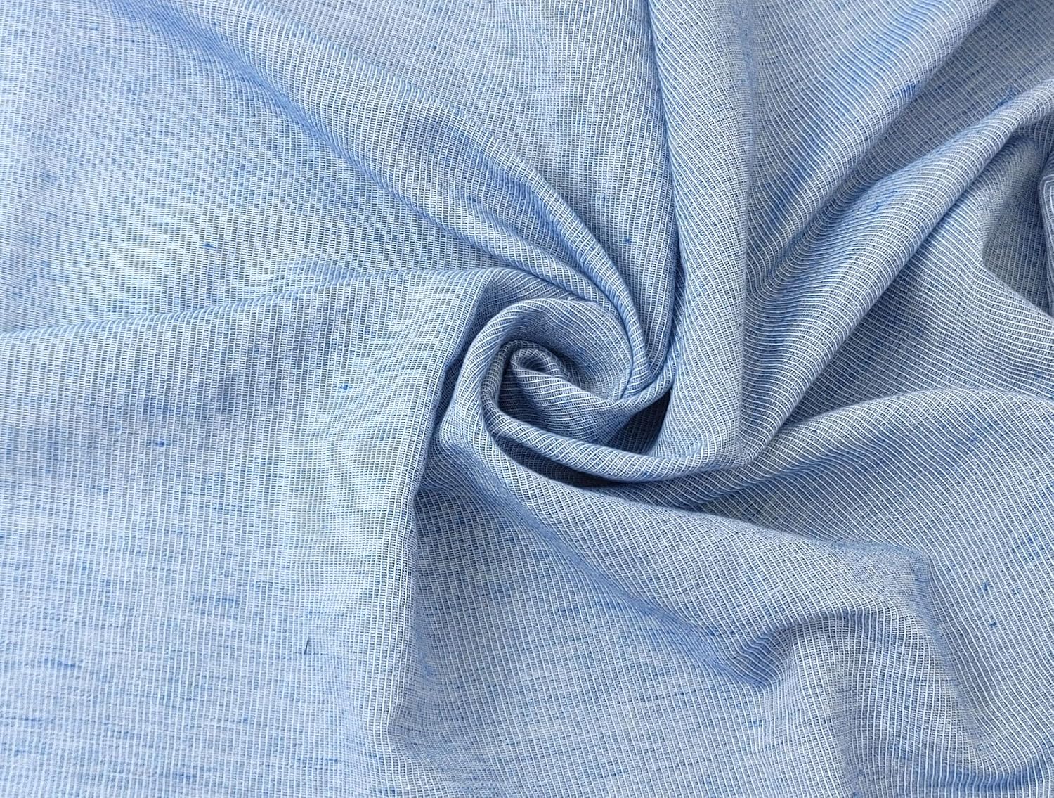 Light Weight Linen Cotton Stripe Fabric with Subtle Wrinkle Effect 7790 7791 7792 7793 7794 Blue