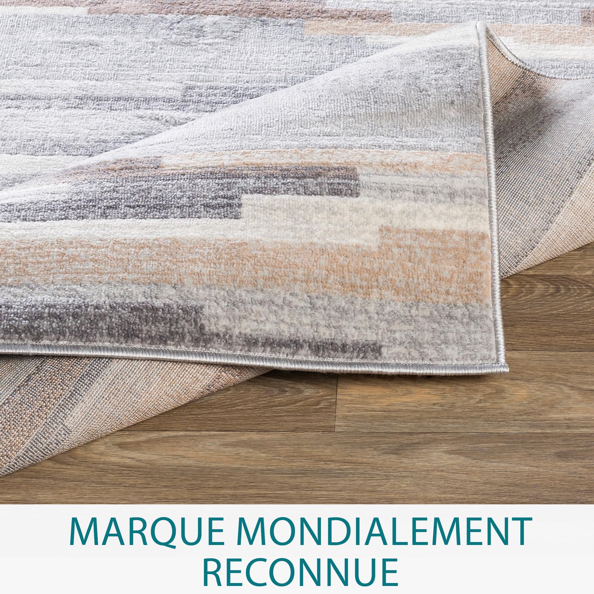 Livabliss Kampen Abstract tapijt - vloerkleden, woonkamer, 160 x 216 cm, eetkamer, lounge, keuken, slaapkamer, modern marmeren tapijt, zacht, luxueus, onderhoudsvriendelijk, grootpolig, beige, grijs