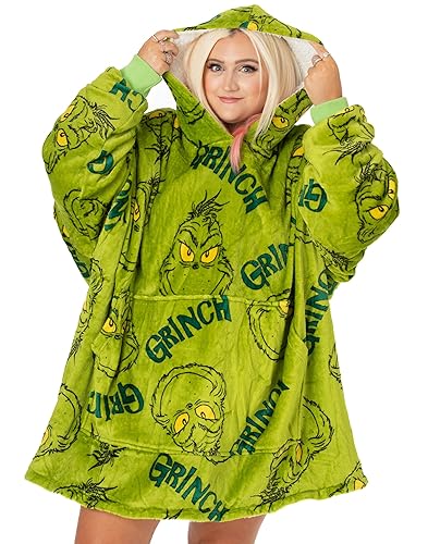 The Grinch Adults Oversized Wearable Blanket Options Green Sherpa Fluffy