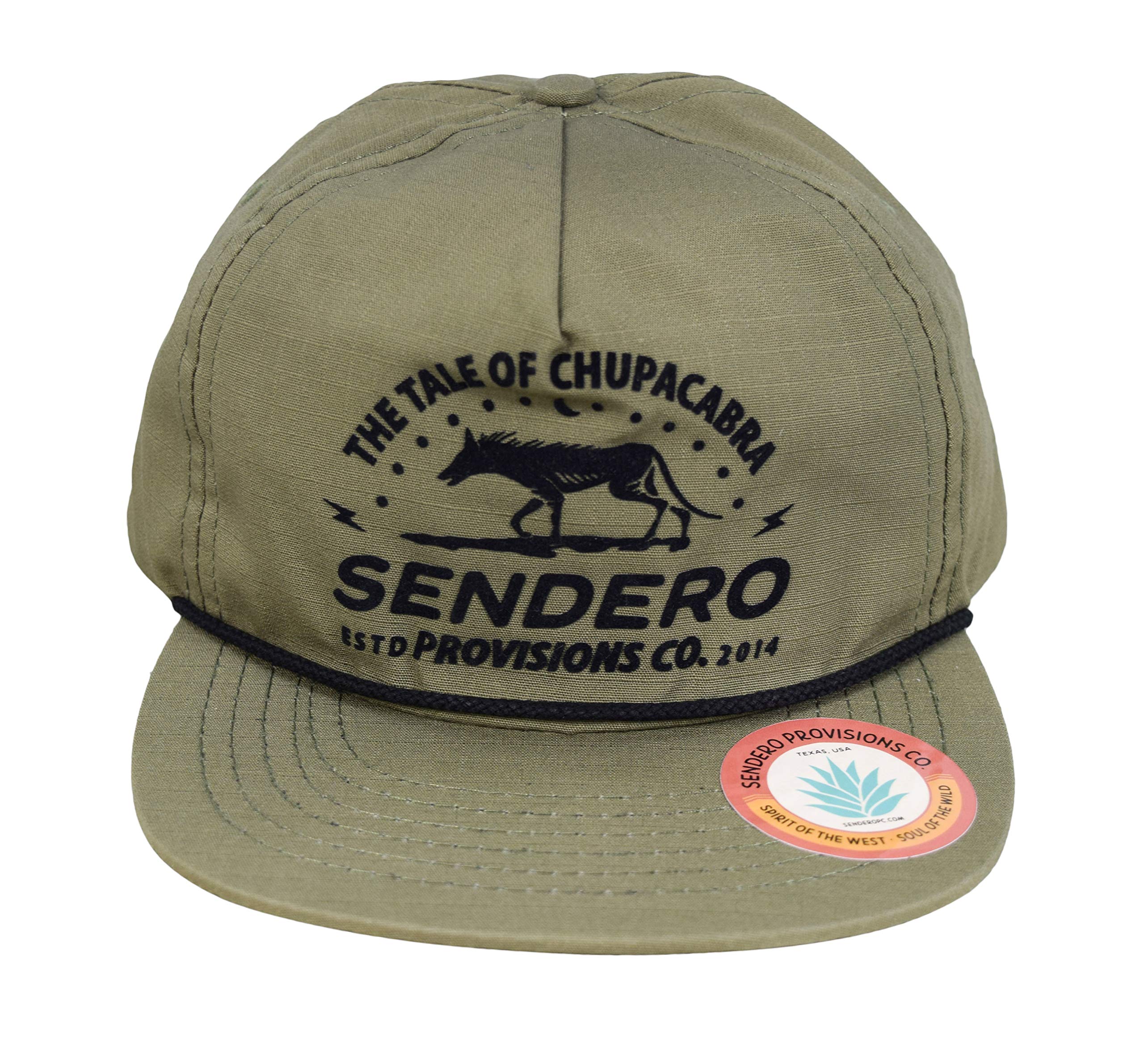 Sendero Provisions Co.Chupacabra Adjustable Snapback Hat with Felt Design & Braided Rope (Green/Midnight Black) - One Size, Green, One size