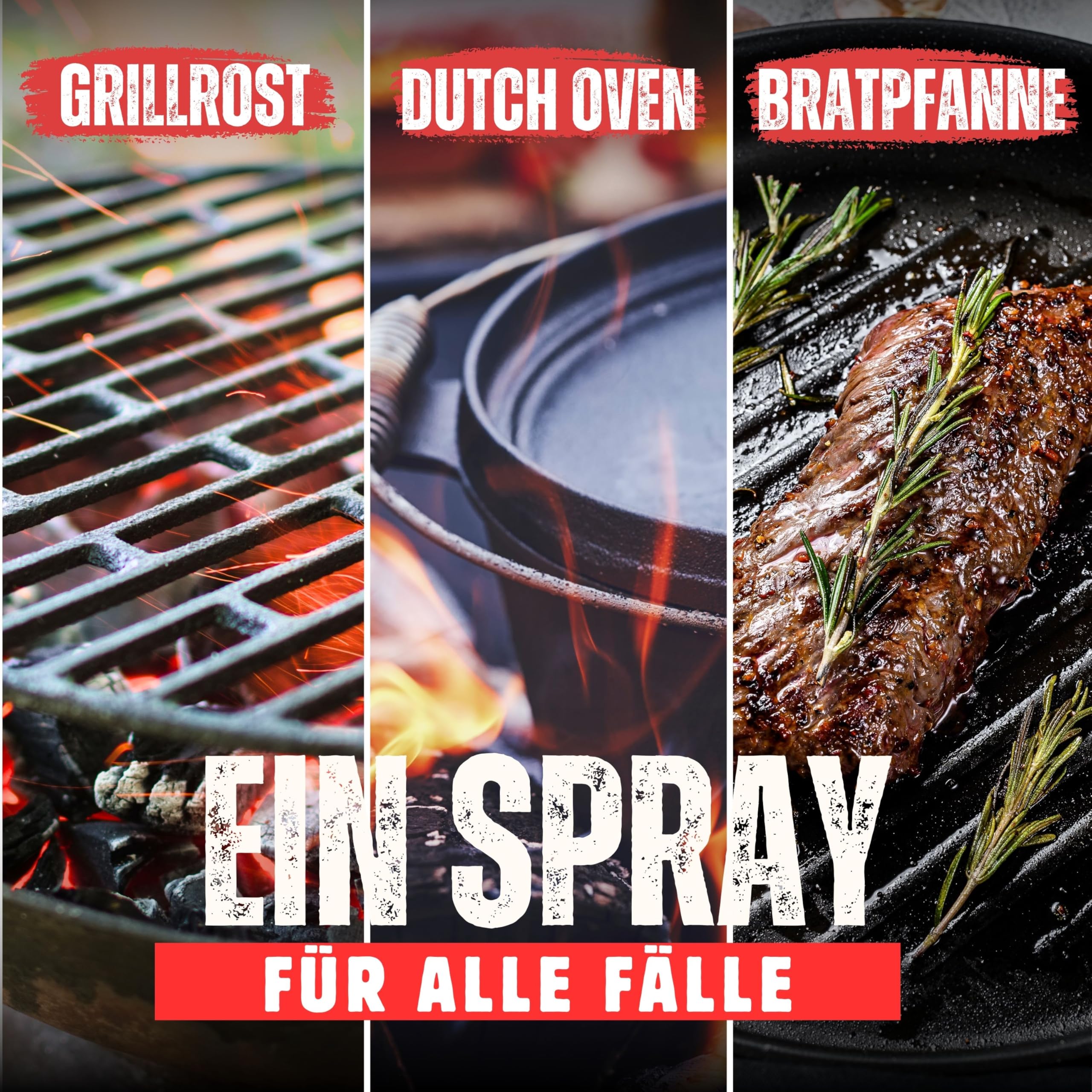 Vorteilspack Gusseisen Pflegespray 3x400ml, Dutch Oven Pflege mit Antihaftfunktion verhindert Anhaften des Grillguts, für die einfache Pflege von Grillrost, Dutch Oven und Pfannen