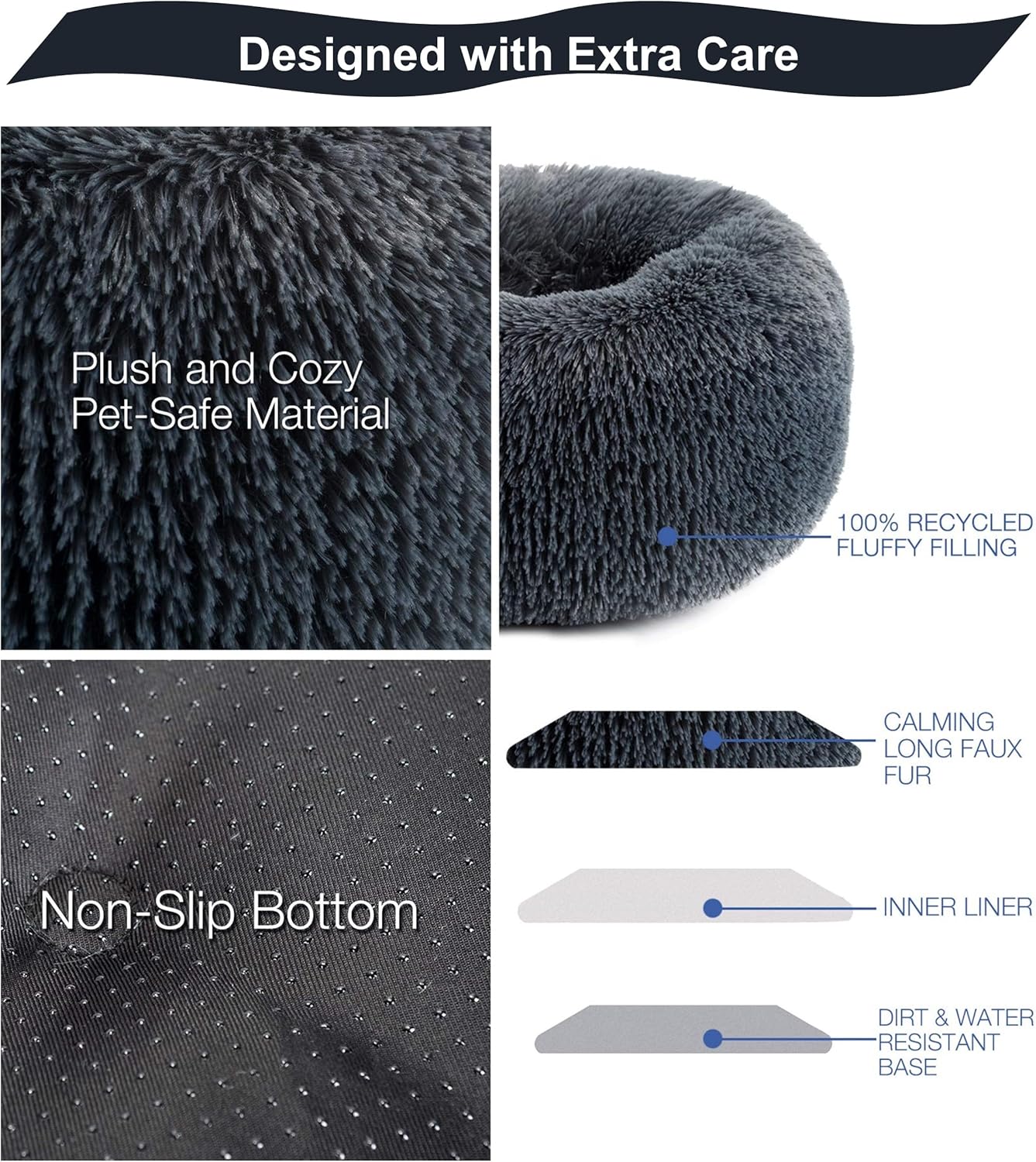 review cat Bed for Large Cat, Washable-Round Cozy Soft Dog Bed for Puppy and Kitten with Slip-Resistant Bottom（24