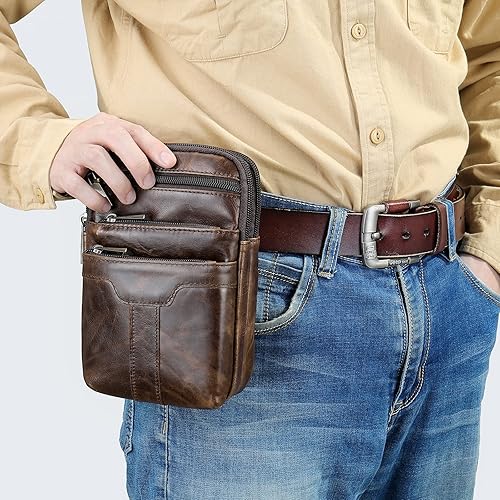 Miniatura 6 de Bolso de hombro para teléfono celular de cuero para hombre, cinturón para teléfono celular, bolsa de viaje de negocios, bolsa de mensajero