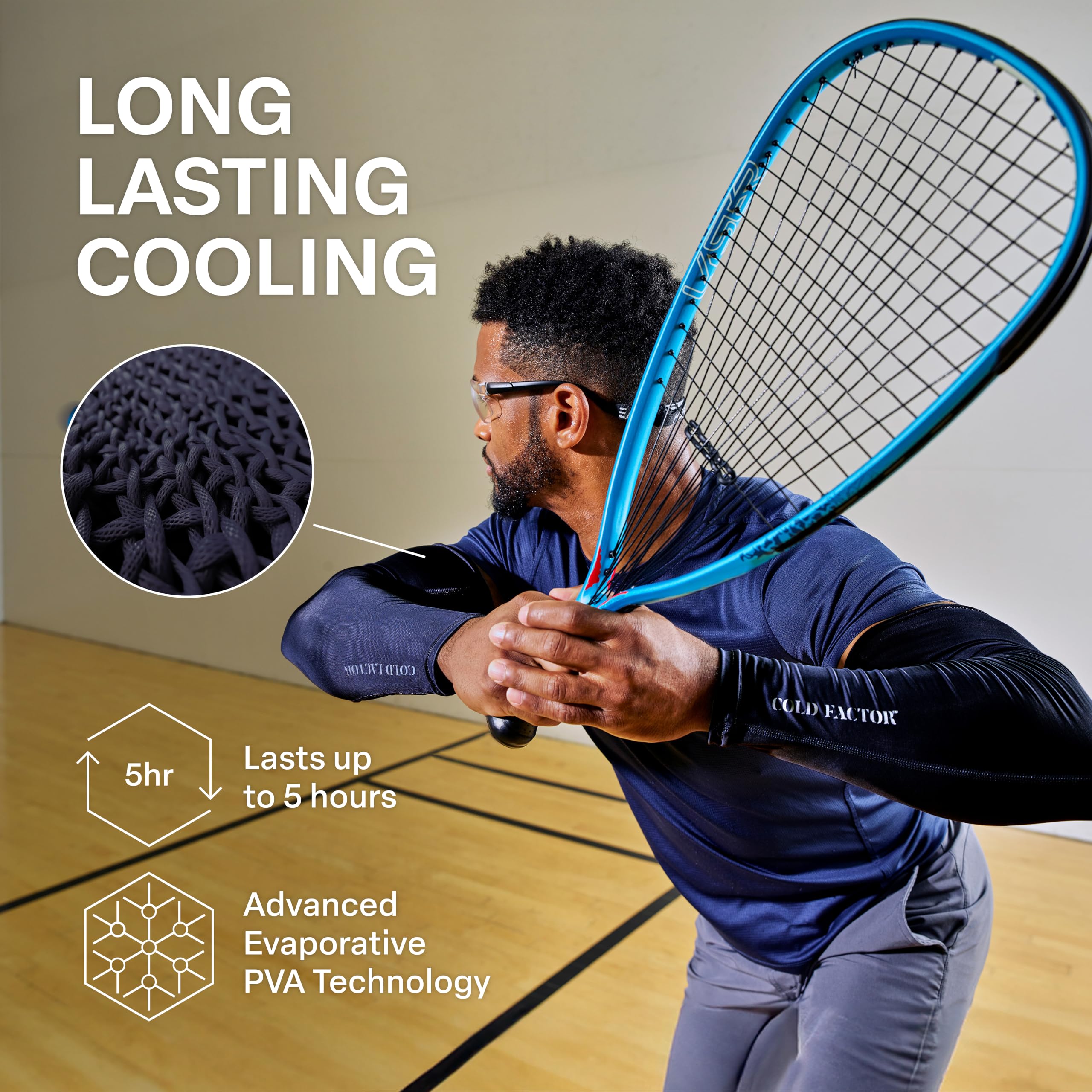 COLD FACTOR Mangas de brazo de enfriamiento instantáneo, tecnología avanzada de refrigeración evaporativa sin químicos, UPF 50+, absorbe la humedad, Negro -, Small/Medium