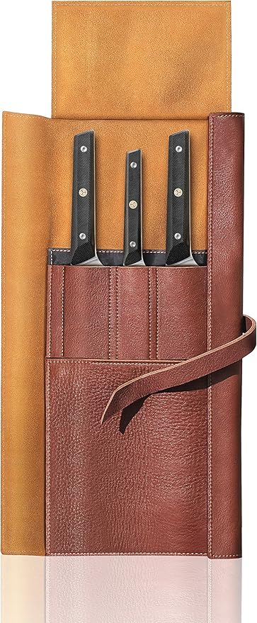 Set Cuchillos Cocina 4 Piezas Acero Inoxidable Cuero miniatura 3