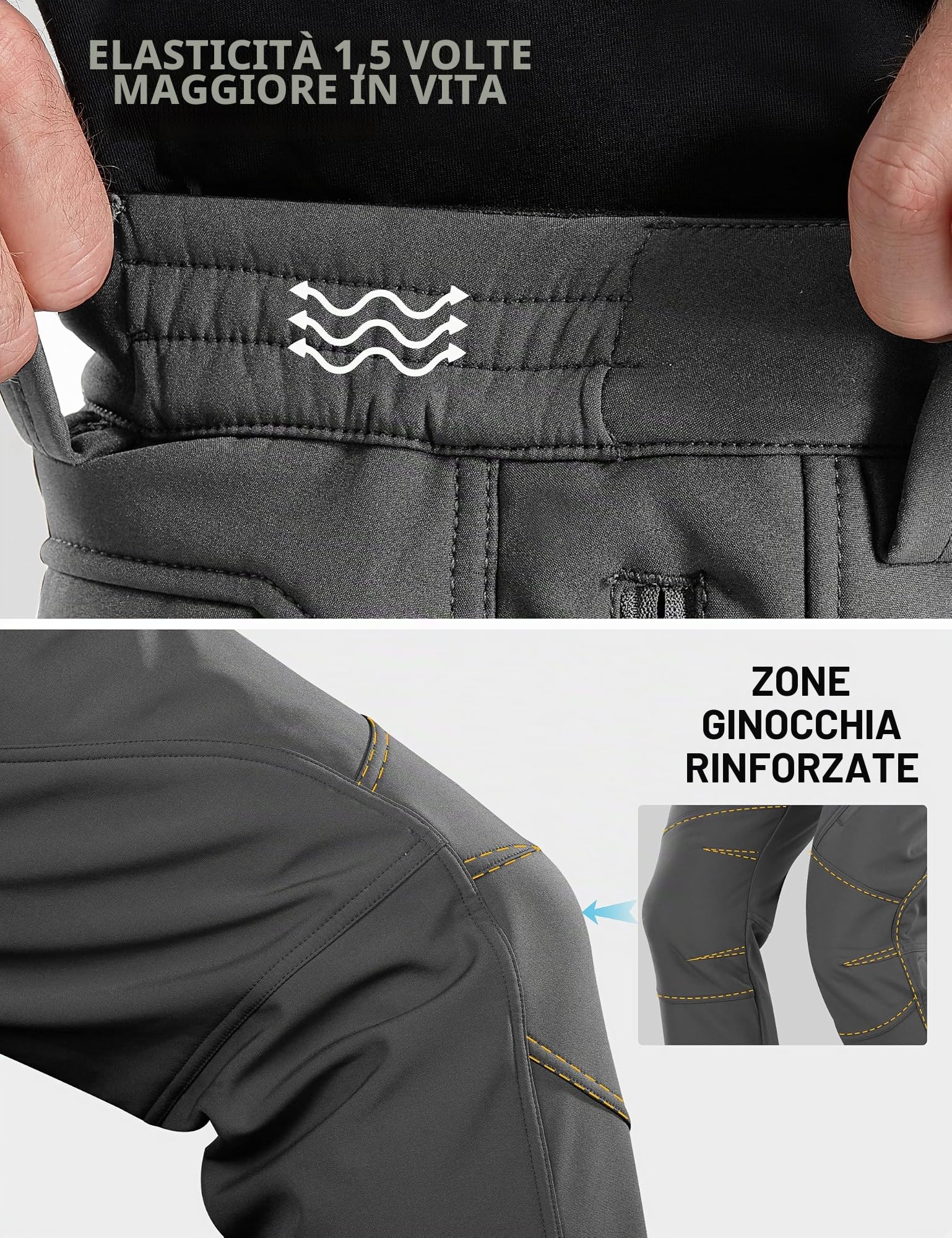 Free Soldier Waterproof Walking Trousers for Men Thermal Fleece Lined Softshell Overtrousers Hiking Trousers Winter Outdoor Tactical Hunting Pants