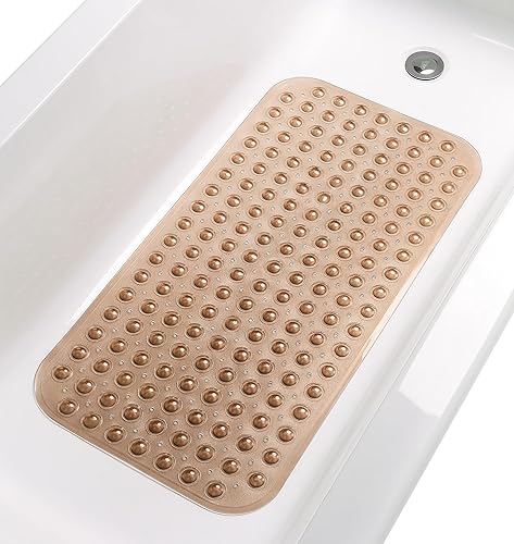 Miniatura 35 de Alfombrilla antideslizante grande para bañera y ducha, 31”x16” (solo para tinas lisas y sin texturizado). Segura, limpia, lavable a máquina, agarre