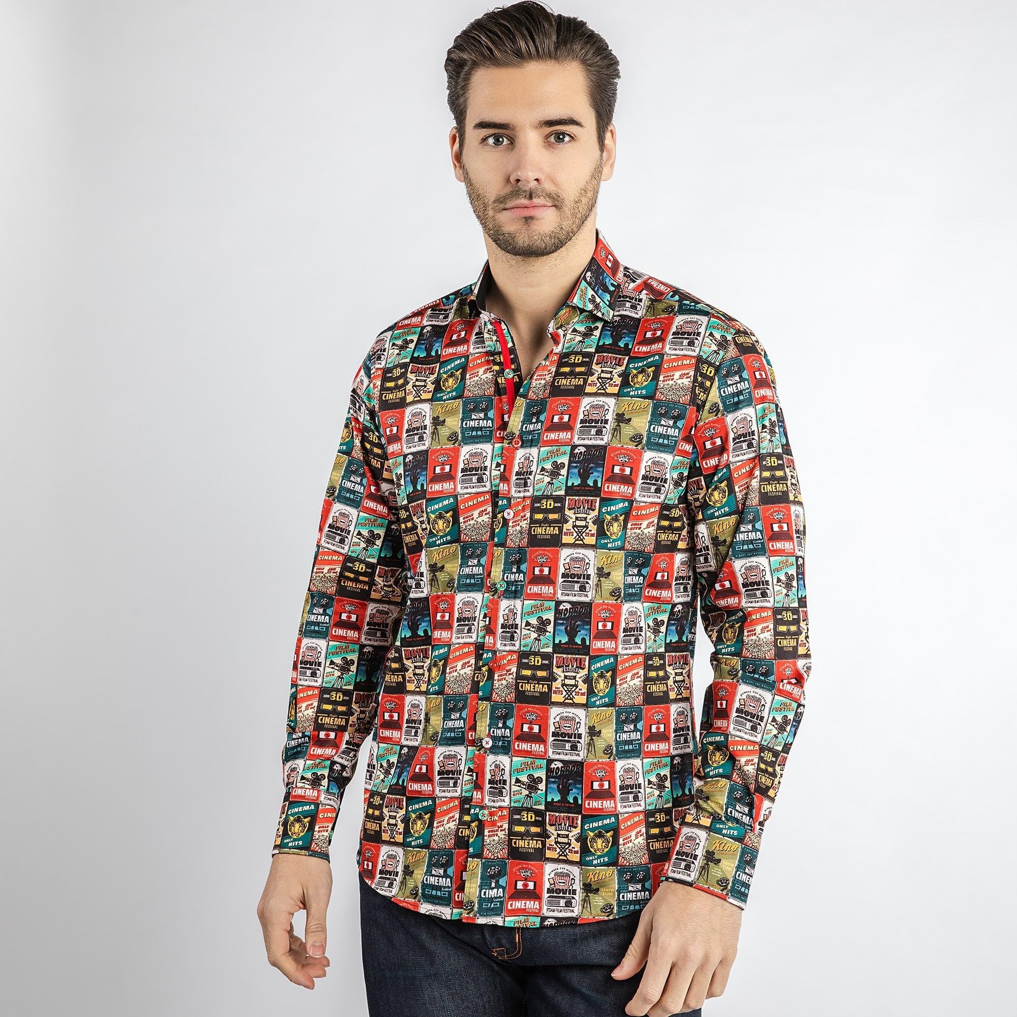 Claudio Lugli Camicia vintage con stampa di poster cinema e film