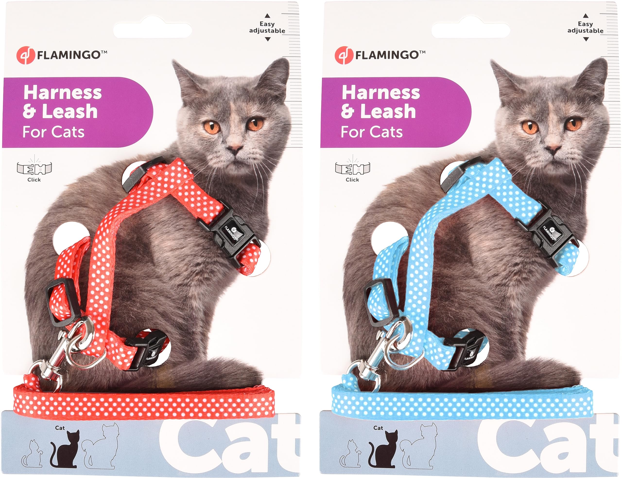 Flamingo Cat Harness with leash Aiwa Multiple colours 20-35cm 25-45cm 100cm 10mm