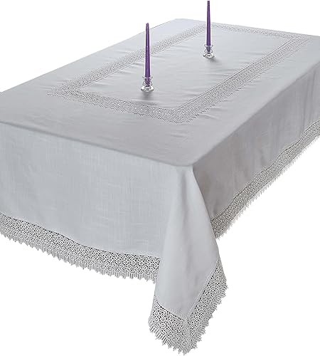 Violet Linen Treasure - Mantel de encaje de macramé, 70 x 132 pulgadas, color blanco Violet Linen Treasure - Mantel de encaje de macramé, 70 x 132 pulgadas, color blanco